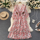 Cute v neck floral dress A line fashion dress HZ1023