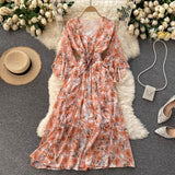 Cute v neck floral dress A line fashion dress HZ1023