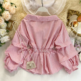 Stylish long-sleeved striped top HZ1023