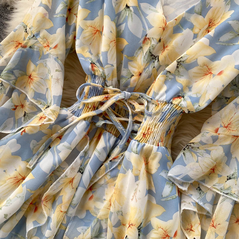 Cute v neck floral dress A line fashion dress HZ1023