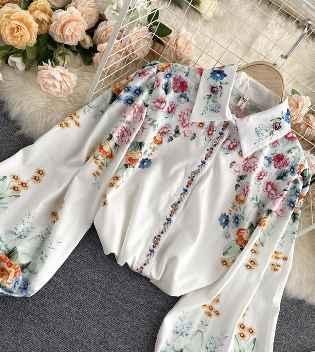 Stylish floral dress long sleeve dress HZ1023