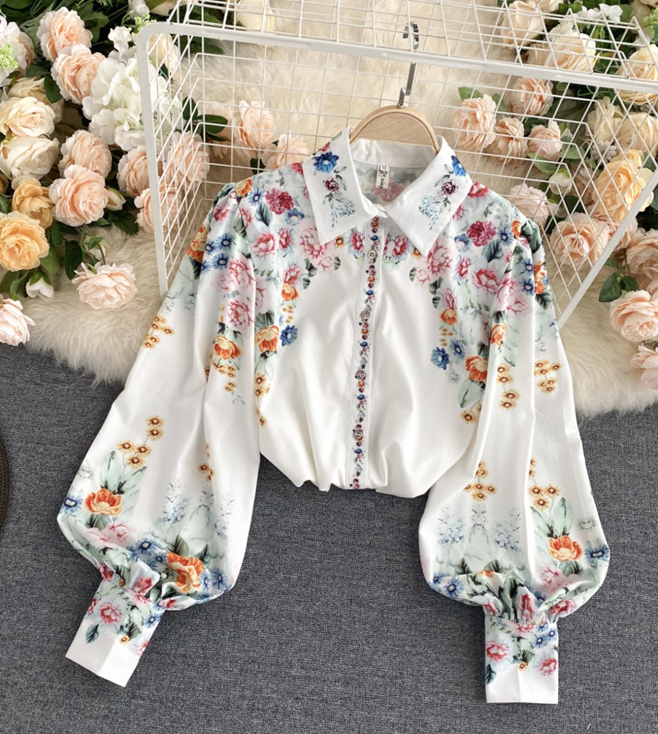 Stylish floral dress long sleeve dress HZ1023
