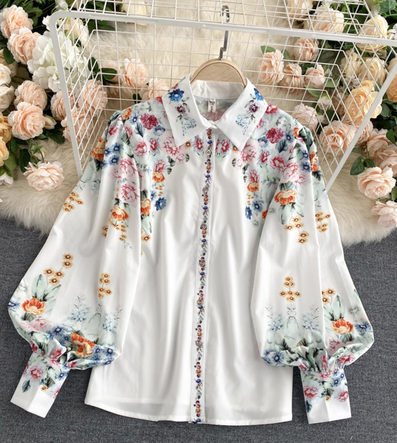 Stylish floral dress long sleeve dress HZ1023