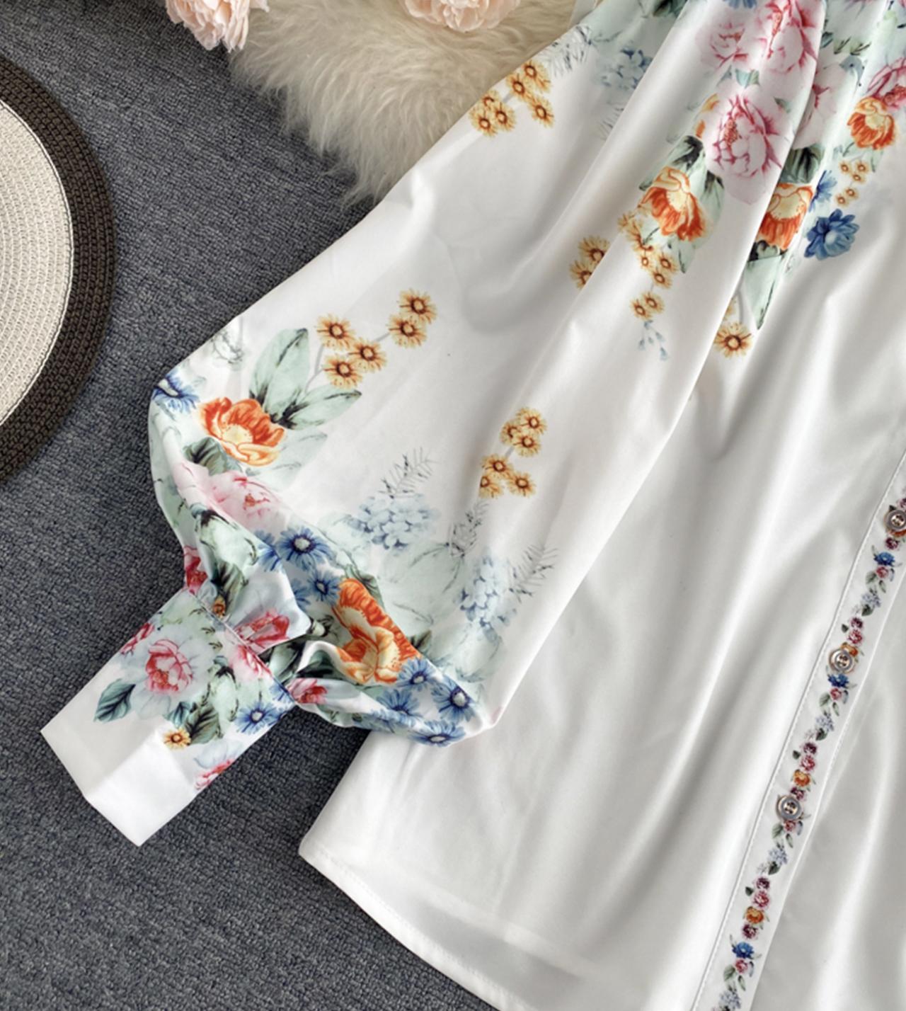 Stylish floral dress long sleeve dress HZ1023