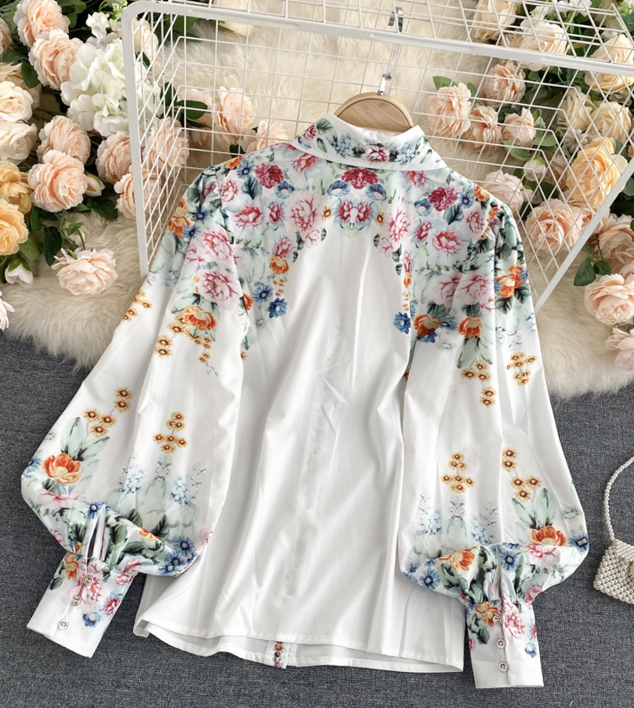 Stylish floral dress long sleeve dress HZ1023