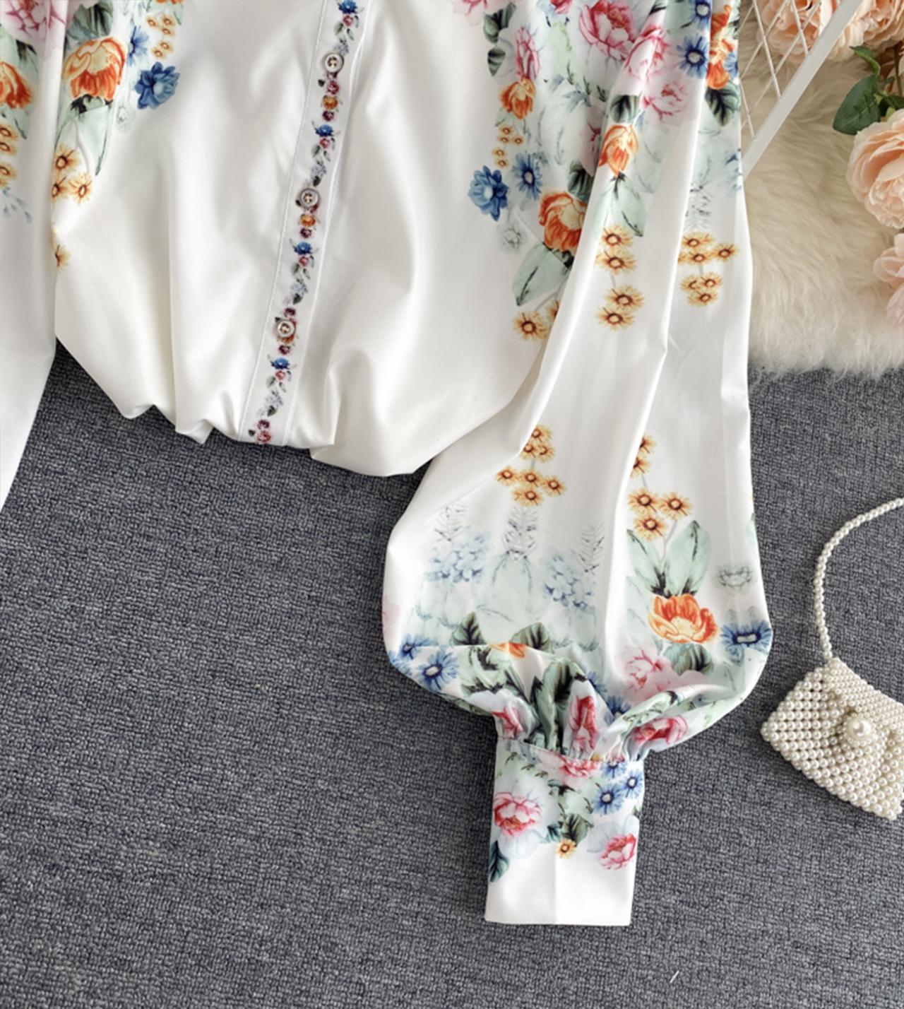 Stylish floral dress long sleeve dress HZ1023