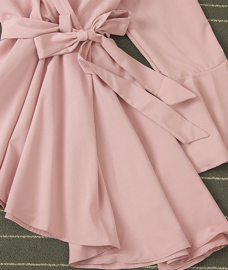 Stylish v-neck irregular top long sleeve flared top HZ1023