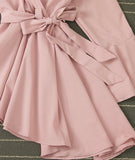 Stylish v-neck irregular top long sleeve flared top HZ1023