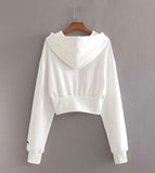 Simple white long sleeve hoodie HZ1023