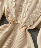 A line long sleeve lace sweater dress HZ1023