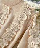 A line long sleeve lace sweater dress HZ1023