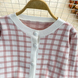 Cute Plaid Long Sleeve Cardigan Sweater HZ1023
