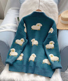 Cute sheep pattern sweater long sleeve sweater sweater coat spring and autumn clothing HZ1023