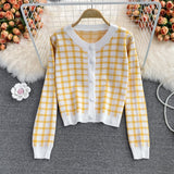 Cute Plaid Long Sleeve Cardigan Sweater HZ1023