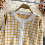 Cute Plaid Long Sleeve Cardigan Sweater HZ1023