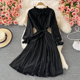 High quality A line long sleeve dress fashion dress HZ1023