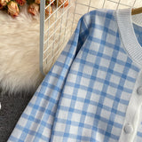 Cute Plaid Long Sleeve Cardigan Sweater HZ1023