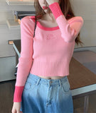 Cute round neck tops long sleeve sweater HZ1023