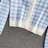 Cute Plaid Long Sleeve Cardigan Sweater HZ1023