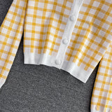 Cute Plaid Long Sleeve Cardigan Sweater HZ1023