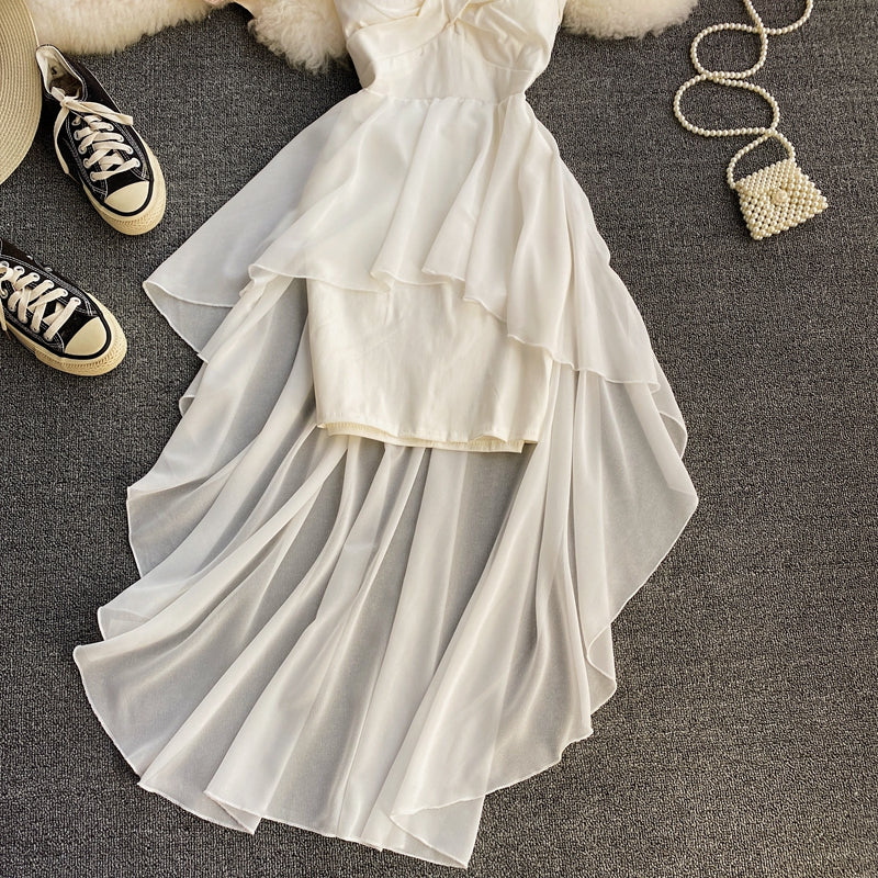 High waist irregular strapless dress HZ1023