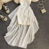 High waist irregular strapless dress HZ1023