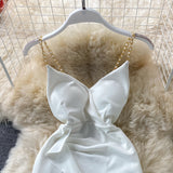 Hip Wrap Skirt open back low chest V-neck dress HZ1023