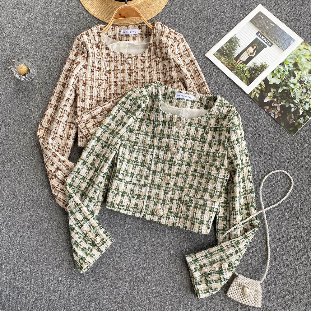 Retro small fragrance coat short top HZ1023