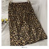 Hong Kong retro leopard print medium length high waist split one-step skirt HZ1023