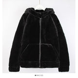 Korean loose and thin large pocket hooded Plush warm coat for women HZ1023