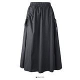 Elastic waist shows thin, medium and long solid color skirt for women HZ1023