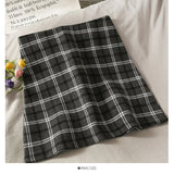 Vintage Plaid high waist thin A-line short skirt for women HZ1023