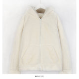 Korean loose and thin large pocket hooded Plush warm coat for women HZ1023
