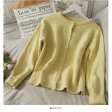 Sweet wind pearl single breasted crew neck cardigan sweater HZ1023