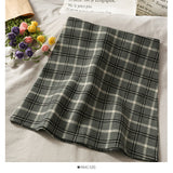 Vintage Plaid high waist thin A-line short skirt for women HZ1023