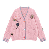Loose, lazy, kiddie planet embroidered sweater HZ1023