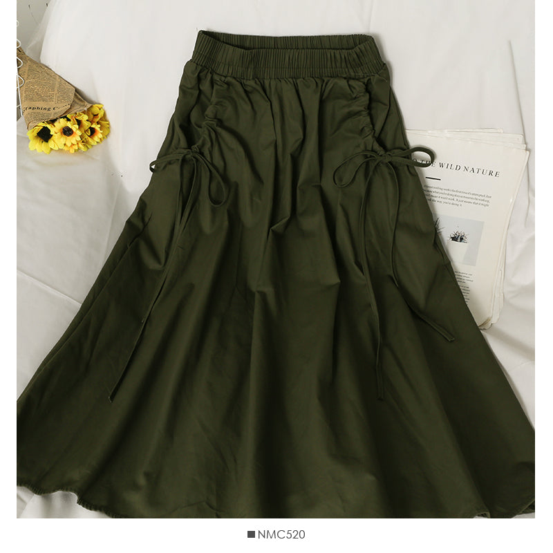 Elastic waist shows thin, medium and long solid color skirt for women HZ1023