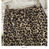 Hong Kong retro leopard print medium length high waist split one-step skirt HZ1023