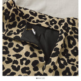 Hong Kong retro leopard print medium length high waist split one-step skirt HZ1023