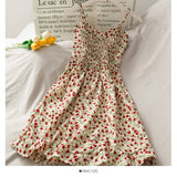 Hong Kong style retro floral high waist suspender skirt HZ1023