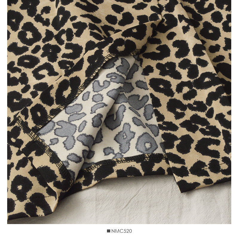 Hong Kong retro leopard print medium length high waist split one-step skirt HZ1023