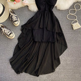 High waist irregular strapless dress HZ1023