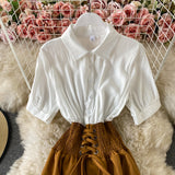 A-line umbrella skirt with contrast color stitching and slim waist HZ1023