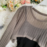Long sleeved Knitted Blouse hip strap dress HZ1023