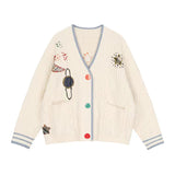 Loose, lazy, kiddie planet embroidered sweater HZ1023