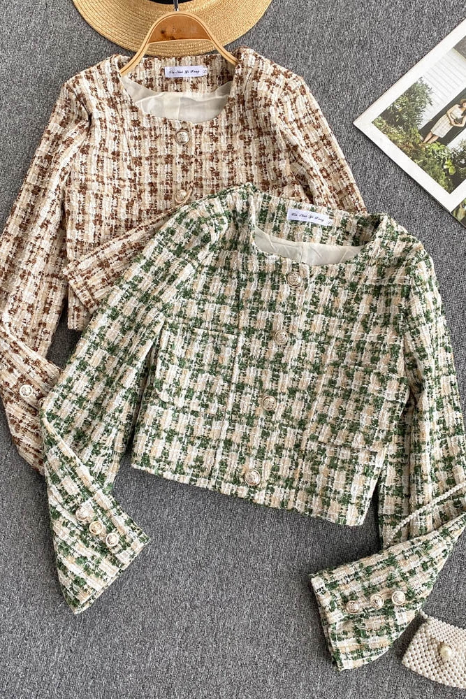 Retro small fragrance coat short top HZ1023