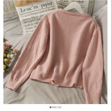 Sweet wind pearl single breasted crew neck cardigan sweater HZ1023