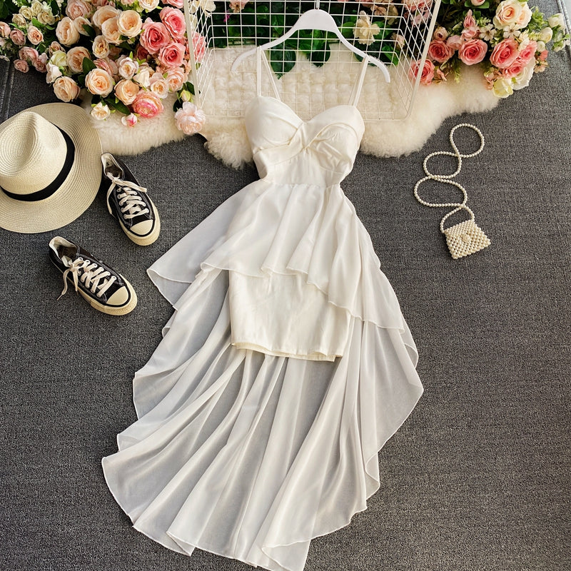 High waist irregular strapless dress HZ1023