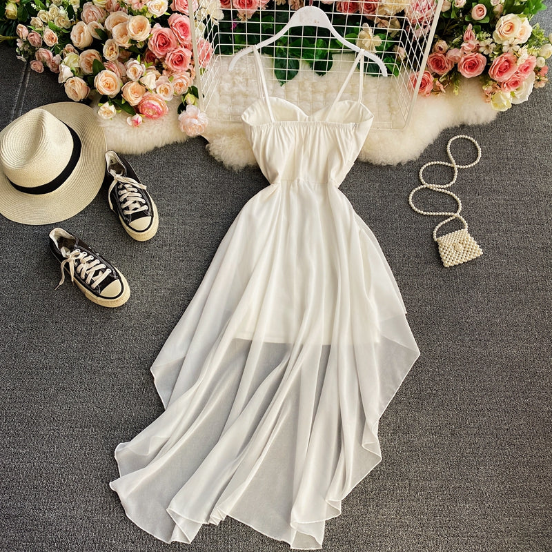 High waist irregular strapless dress HZ1023