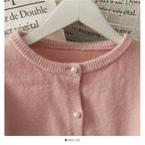 Sweet wind pearl single breasted crew neck cardigan sweater HZ1023